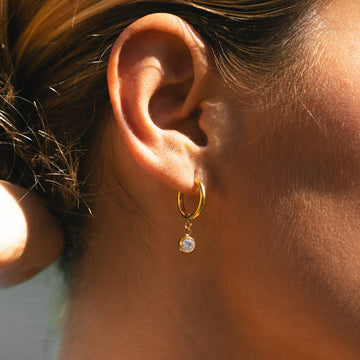 Birthstone Charm Hoops