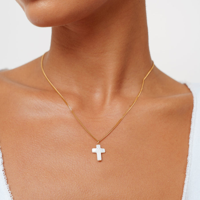 Mother of Pearl Cross Necklace